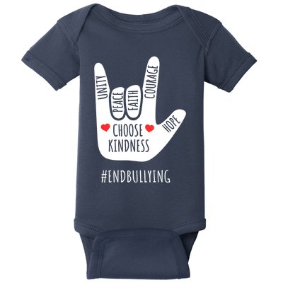 Unity Day Love Sign Hand Gesture End Bullying Orange Baby Bodysuit