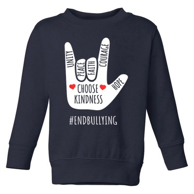 Unity Day Love Sign Hand Gesture End Bullying Orange Toddler Sweatshirt