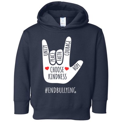 Unity Day Love Sign Hand Gesture End Bullying Orange Toddler Hoodie