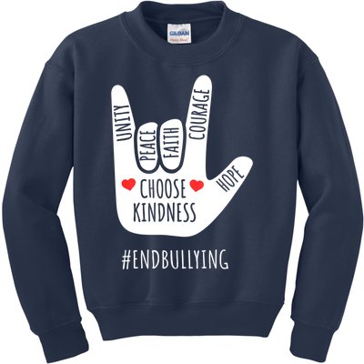 Unity Day Love Sign Hand Gesture End Bullying Orange Kids Sweatshirt