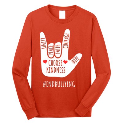 Unity Day Love Sign Hand Gesture End Bullying Orange Long Sleeve Shirt