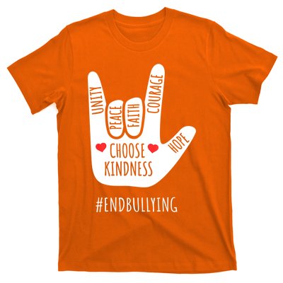 Unity Day Love Sign Hand Gesture End Bullying Orange T-Shirt