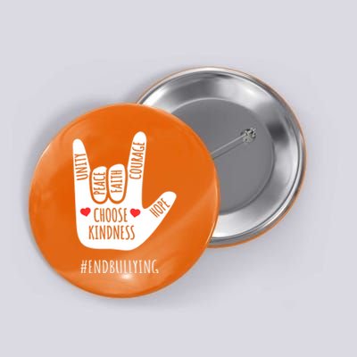 Unity Day Love Sign Hand Gesture End Bullying Orange Button