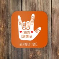 Unity Day Love Sign Hand Gesture End Bullying Orange Coaster