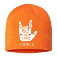 Unity Day Love Sign Hand Gesture End Bullying Orange Sustainable Beanie