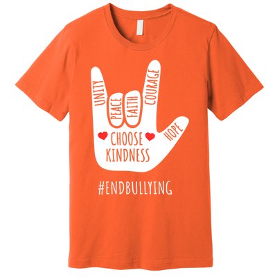 Unity Day Love Sign Hand Gesture End Bullying Orange Premium T-Shirt