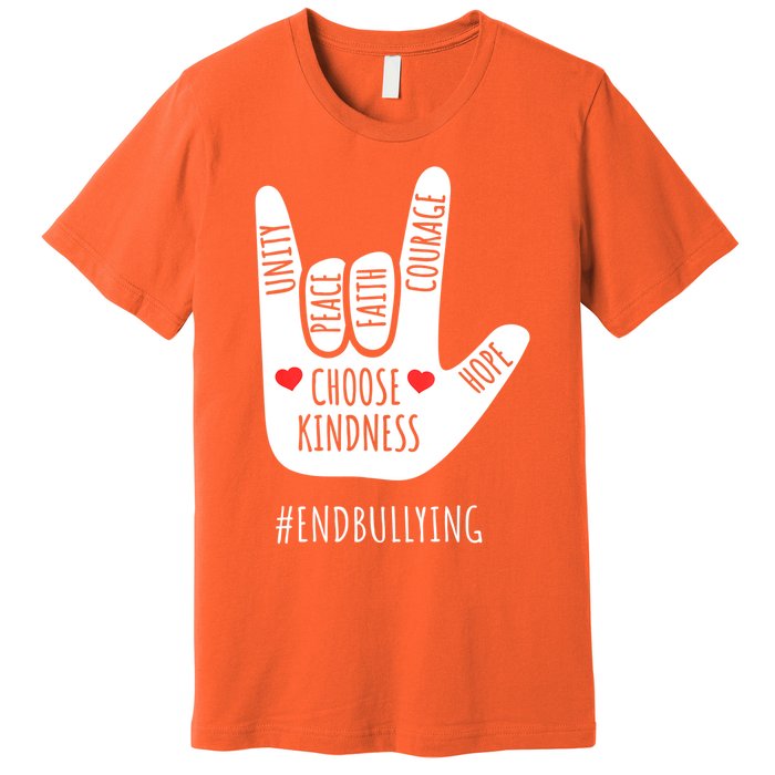 Unity Day Love Sign Hand Gesture End Bullying Orange Premium T-Shirt