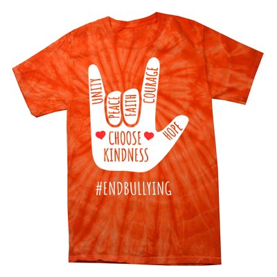 Unity Day Love Sign Hand Gesture End Bullying Orange Tie-Dye T-Shirt