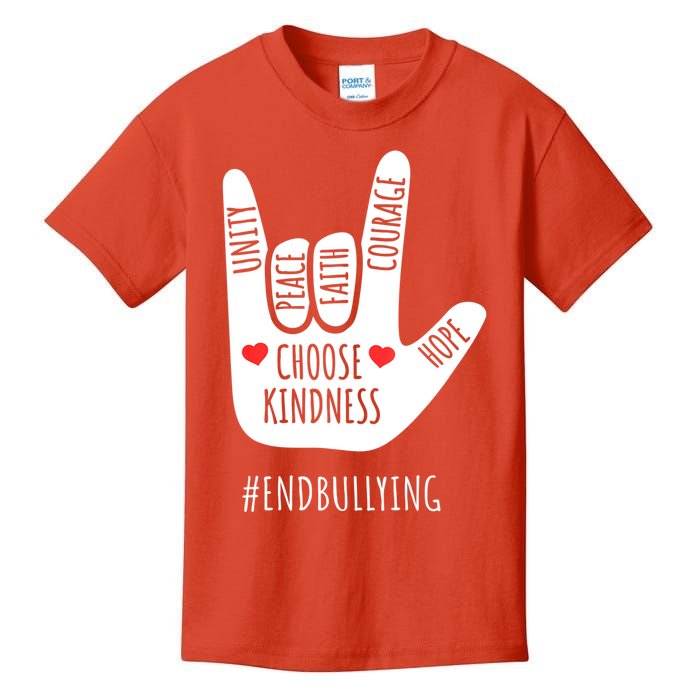 Unity Day Love Sign Hand Gesture End Bullying Orange Kids T-Shirt