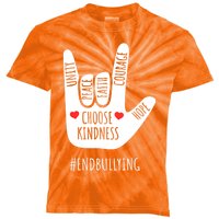 Unity Day Love Sign Hand Gesture End Bullying Orange Kids Tie-Dye T-Shirt