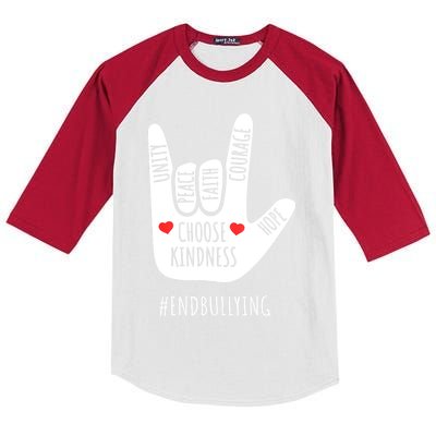 Unity Day Love Sign Hand Gesture End Bullying Orange Kids Colorblock Raglan Jersey