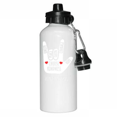 Unity Day Love Sign Hand Gesture End Bullying Orange Aluminum Water Bottle