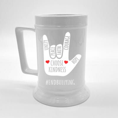 Unity Day Love Sign Hand Gesture End Bullying Orange Beer Stein