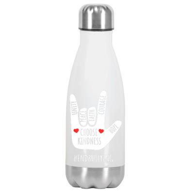 Unity Day Love Sign Hand Gesture End Bullying Orange Stainless Steel Insulated Water Bottle