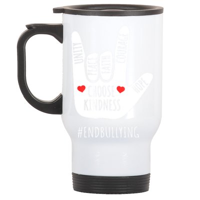 Unity Day Love Sign Hand Gesture End Bullying Orange Stainless Steel Travel Mug