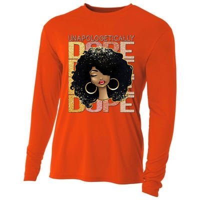 Unapologetically Dope Melanin Afro Queen Black History Month Gift Cooling Performance Long Sleeve Crew