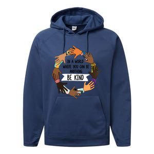 Unity Day Meaningful Gift Orange Be Kind Meaningful Gift Be Kind Asl Gift Performance Fleece Hoodie