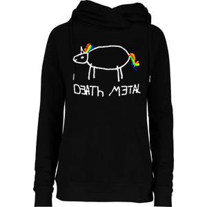 Unicorn Death Metal Heavy Metal Black Metal Fun Design Womens Funnel Neck Pullover Hood