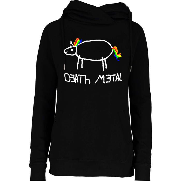 Unicorn Death Metal Heavy Metal Black Metal Fun Design Womens Funnel Neck Pullover Hood