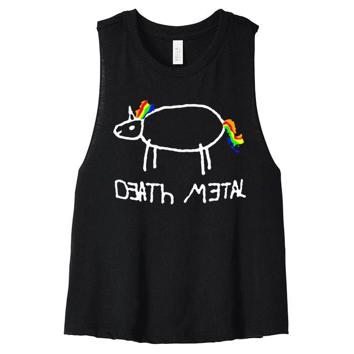 Unicorn Death Metal Heavy Metal Black Metal Fun Design Women's Racerback Cropped Tank