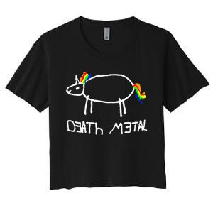 Unicorn Death Metal Heavy Metal Black Metal Fun Design Women's Crop Top Tee