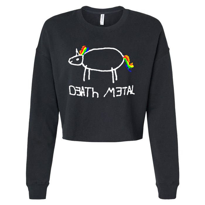 Unicorn Death Metal Heavy Metal Black Metal Fun Design Cropped Pullover Crew