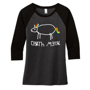 Unicorn Death Metal Heavy Metal Black Metal Fun Design Women's Tri-Blend 3/4-Sleeve Raglan Shirt