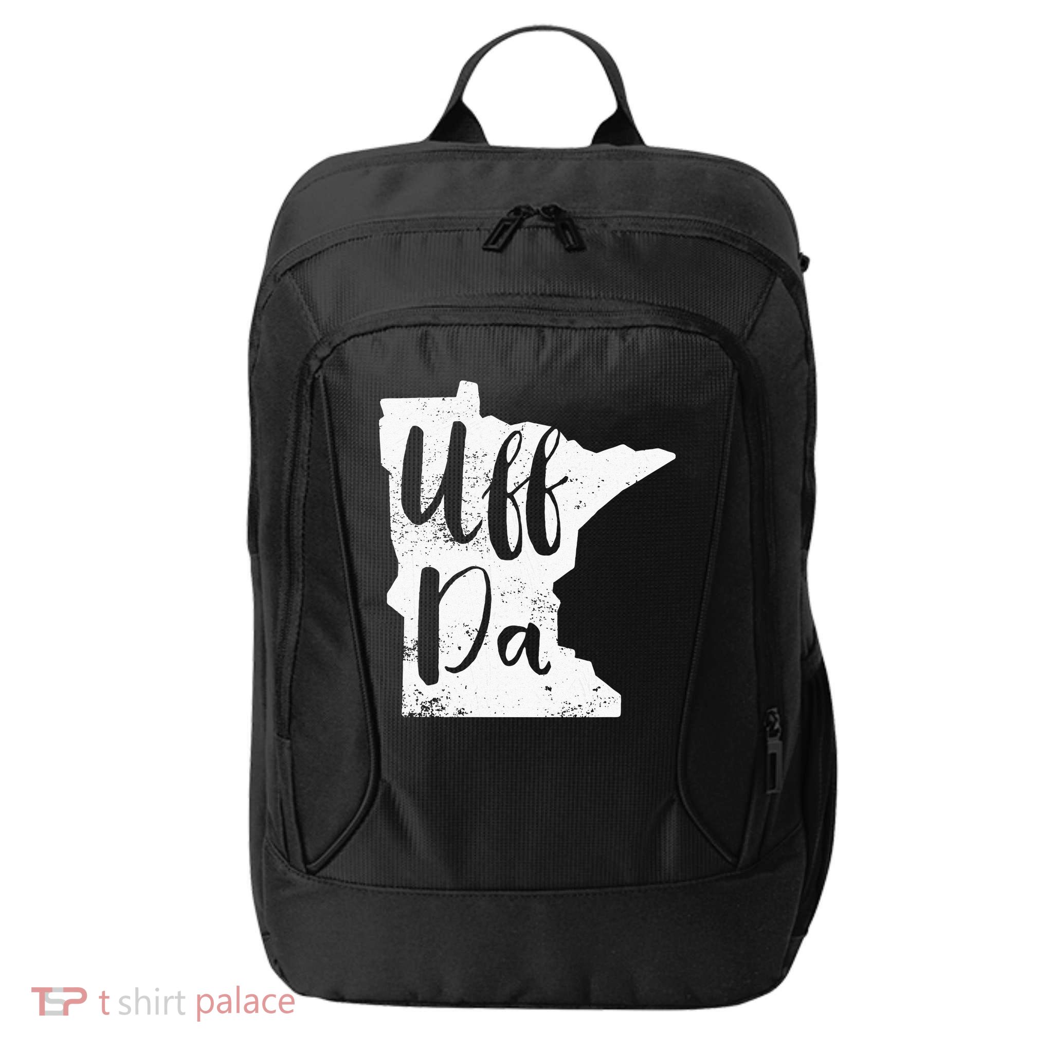 Uff Da Minnesota Map Funny Distressed City Backpack