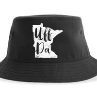 Uff Da Minnesota Map Funny Distressed Sustainable Bucket Hat