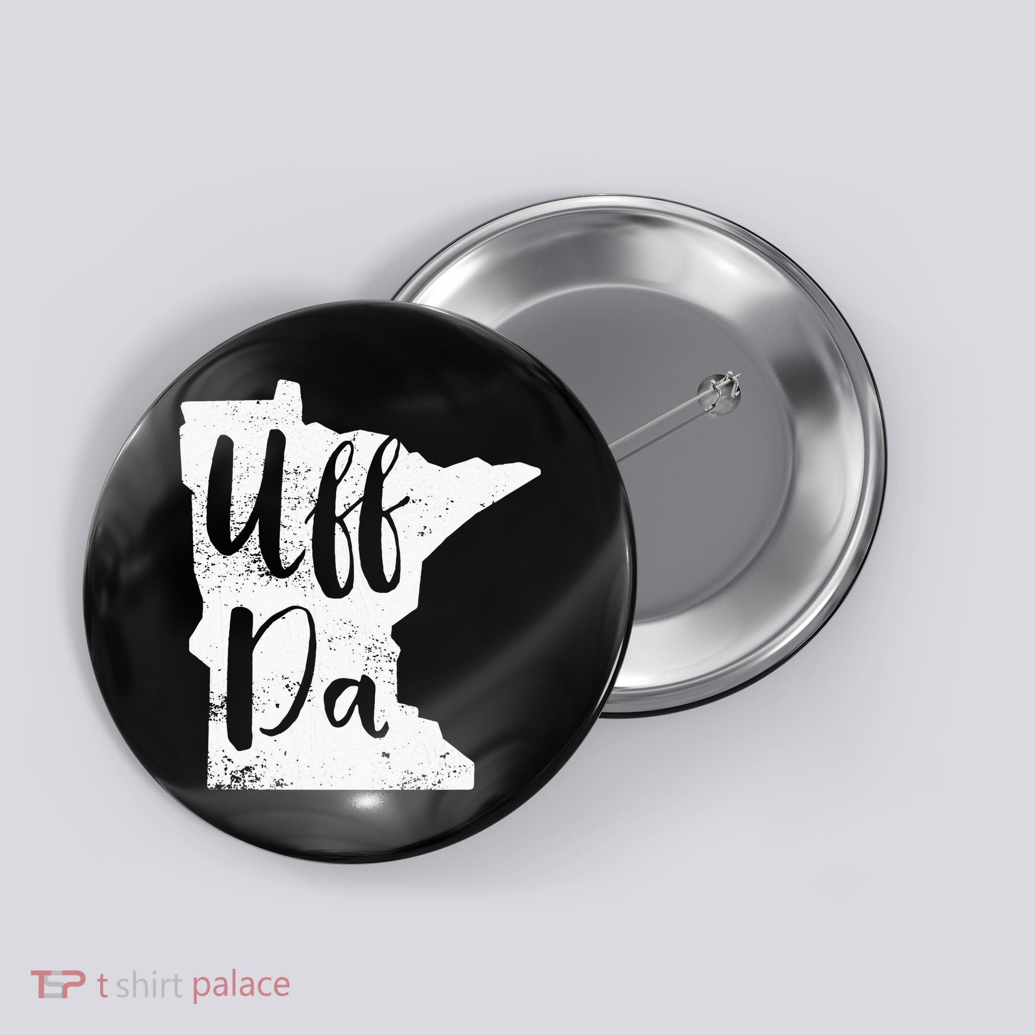 Uff Da Minnesota Map Funny Distressed Button