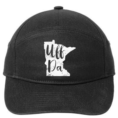Uff Da Minnesota Map Funny Distressed 7-Panel Snapback Hat