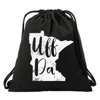 Uff Da Minnesota Map Funny Distressed Drawstring Bag