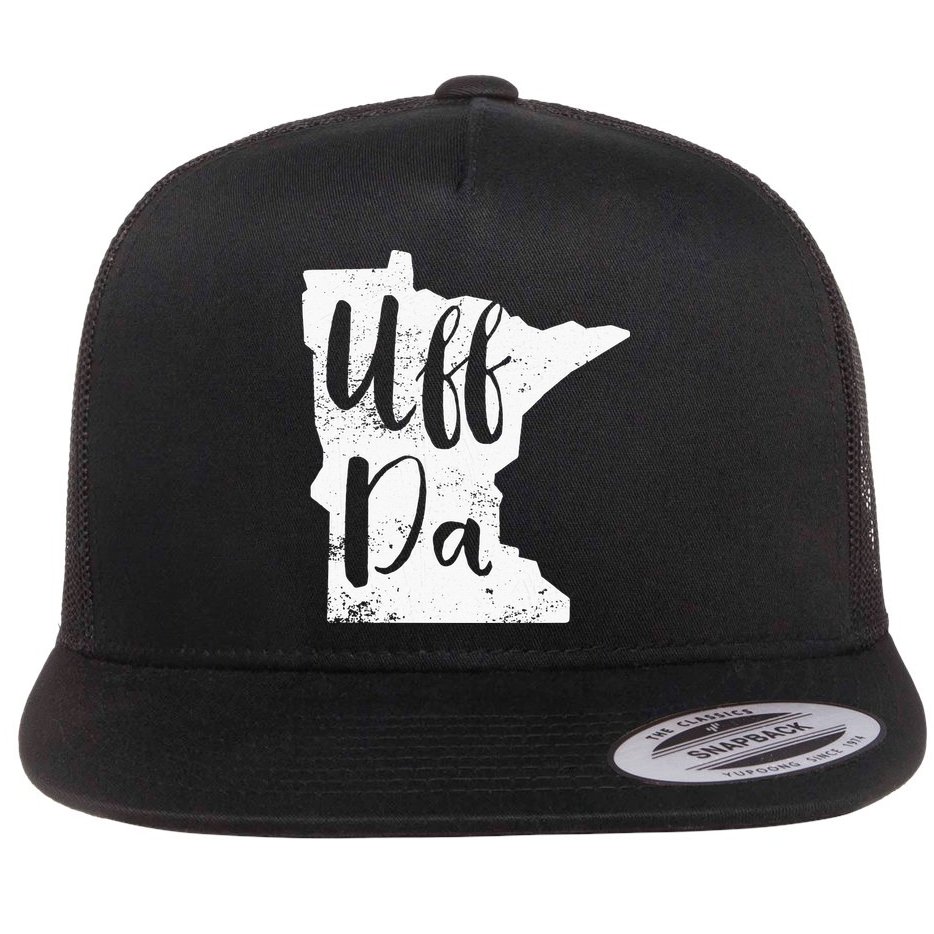 Uff Da Minnesota Map Funny Distressed Flat Bill Trucker Hat