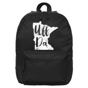 Uff Da Minnesota Map Funny Distressed 16 in Basic Backpack