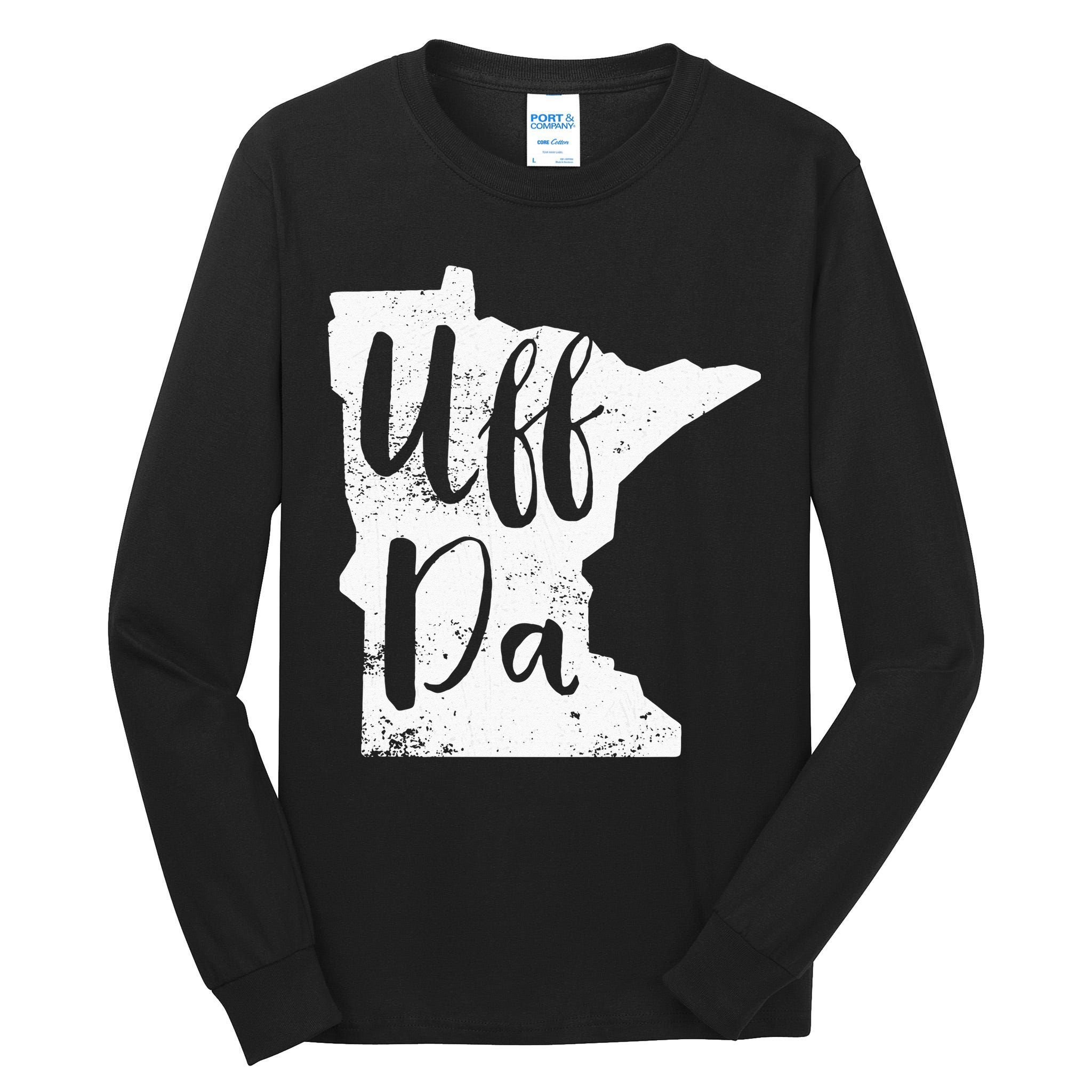 Uff Da Minnesota Map Funny Distressed Tall Long Sleeve T-Shirt