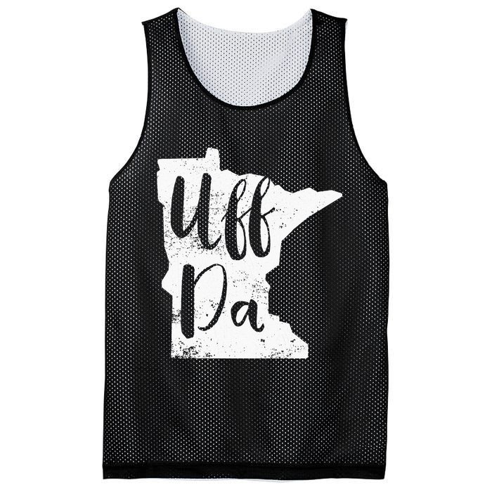 Uff Da Minnesota Map Funny Distressed Mesh Reversible Basketball Jersey Tank