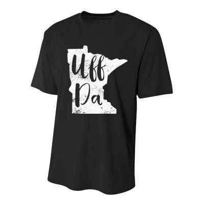 Uff Da Minnesota Map Funny Distressed Youth Performance Sprint T-Shirt