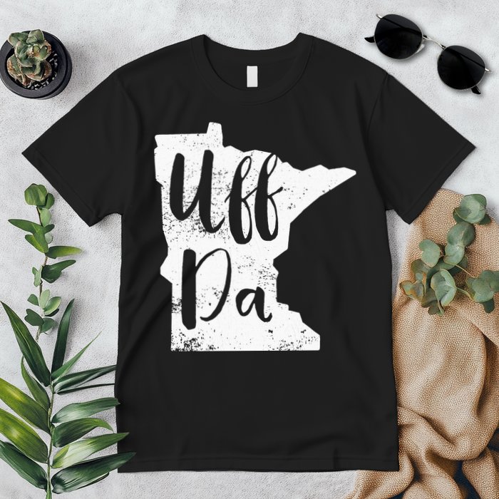 Uff Da Minnesota Map Funny Distressed Premium T-Shirt