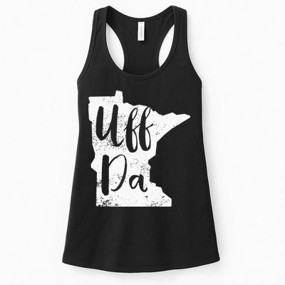 Uff Da Minnesota Map Funny Distressed Womens Tank Top