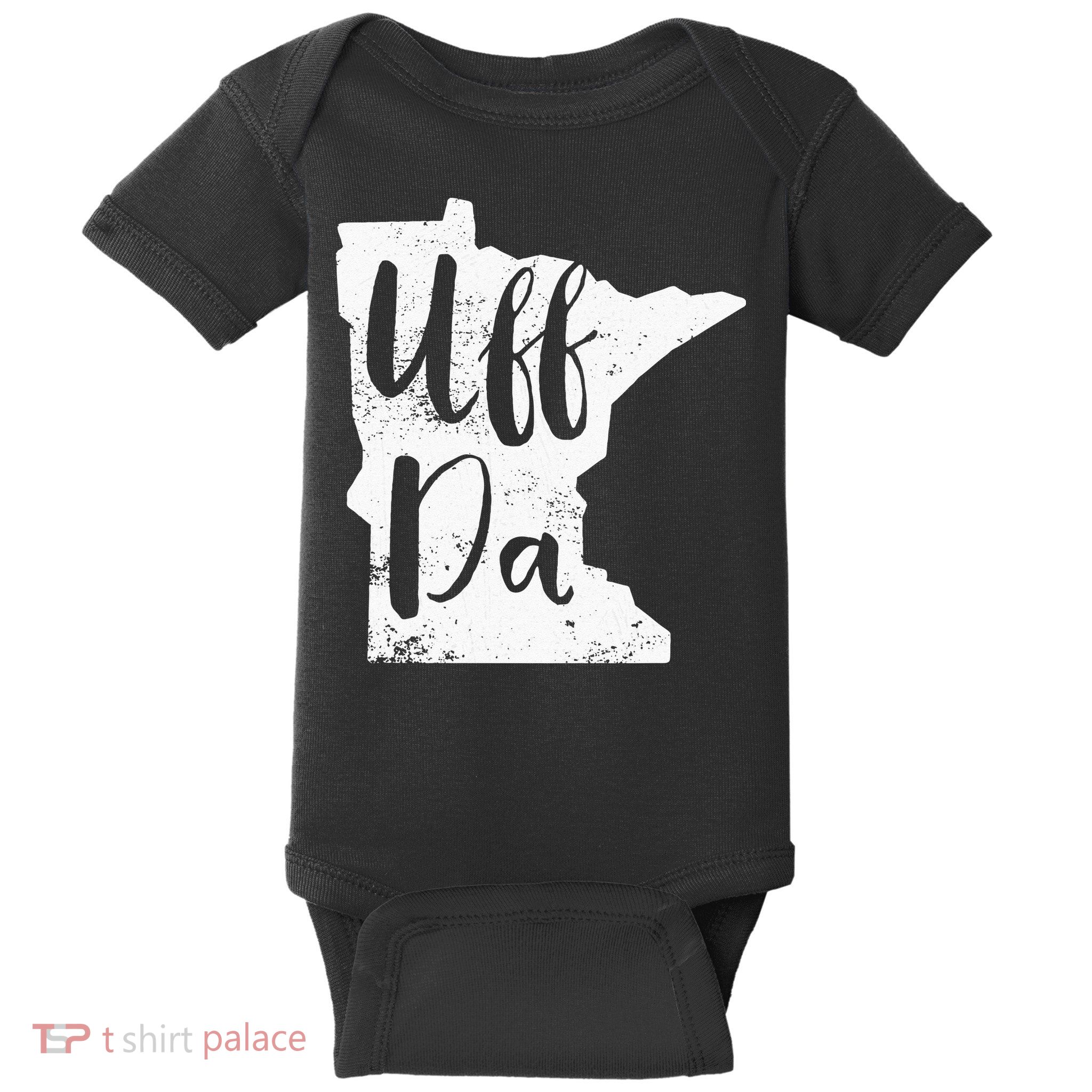 Uff Da Minnesota Map Funny Distressed Baby Bodysuit