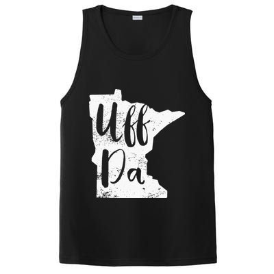 Uff Da Minnesota Map Funny Distressed PosiCharge Competitor Tank