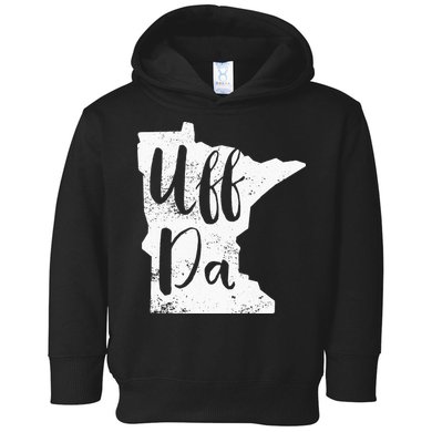 Uff Da Minnesota Map Funny Distressed Toddler Hoodie