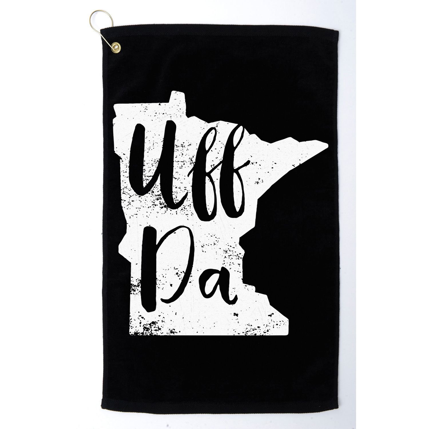 Uff Da Minnesota Map Funny Distressed Golf Towel