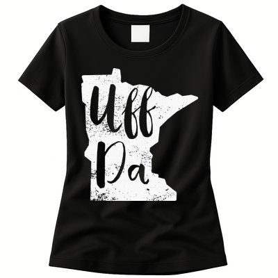 Uff Da Minnesota Map Funny Distressed Womens T-Shirt