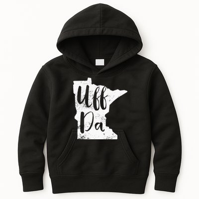 Uff Da Minnesota Map Funny Distressed Kids Hoodie