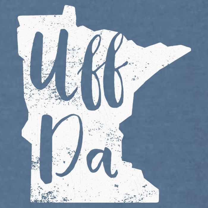 Uff Da Minnesota Map Funny Distressed Garment-Dyed Sweatshirt