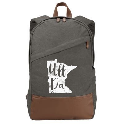 Uff Da Minnesota Map Funny Distressed Cotton Canvas Backpack