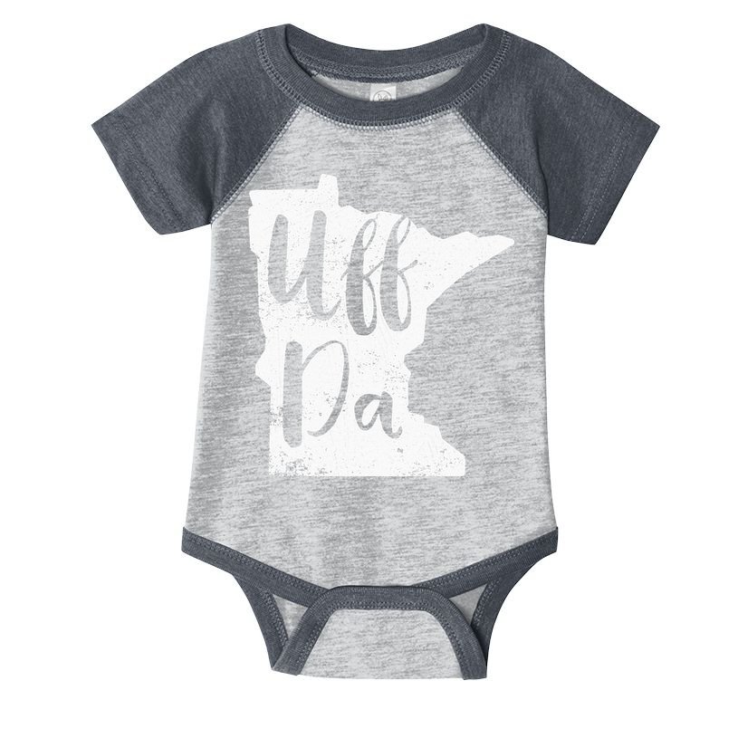 Uff Da Minnesota Map Funny Distressed Infant Baby Jersey Bodysuit