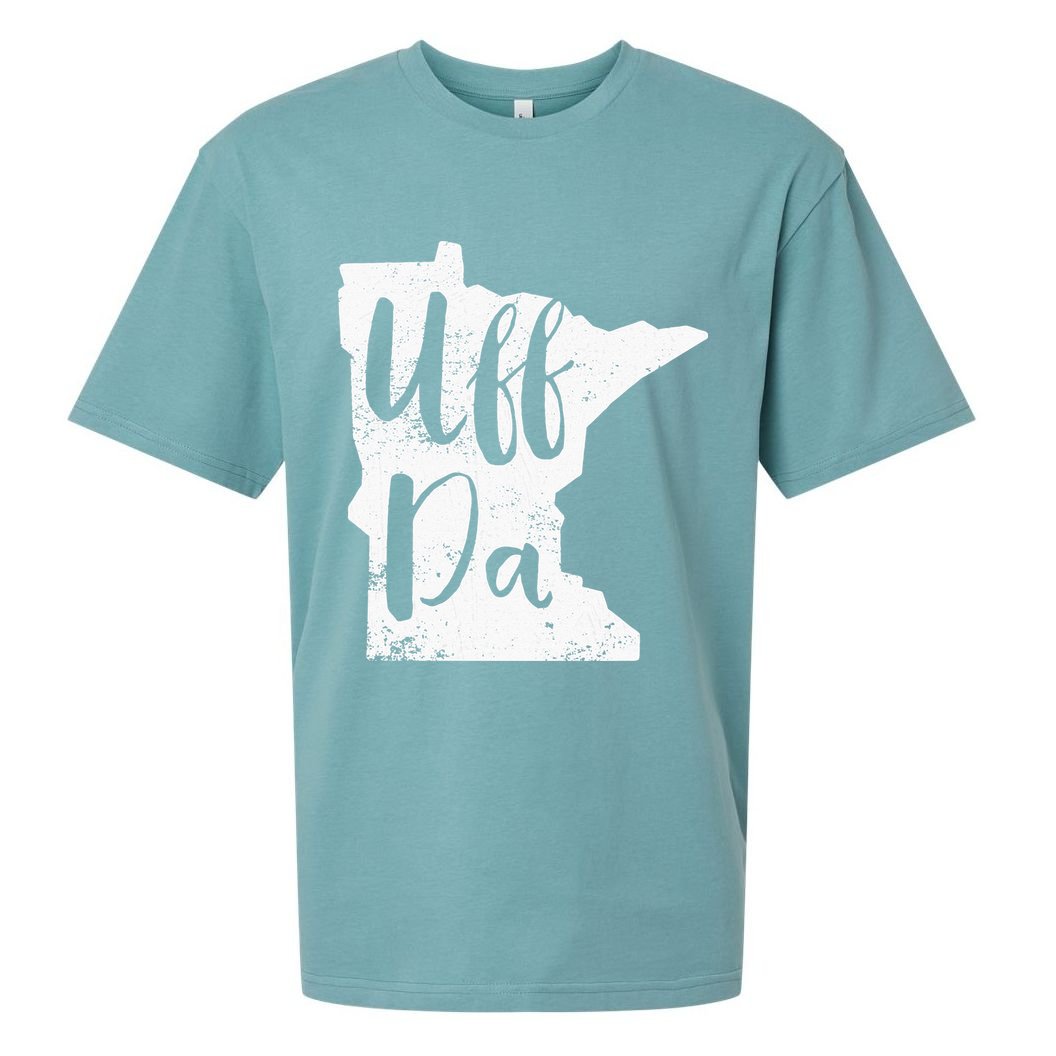 Uff Da Minnesota Map Funny Distressed Sueded Cloud Jersey T-Shirt