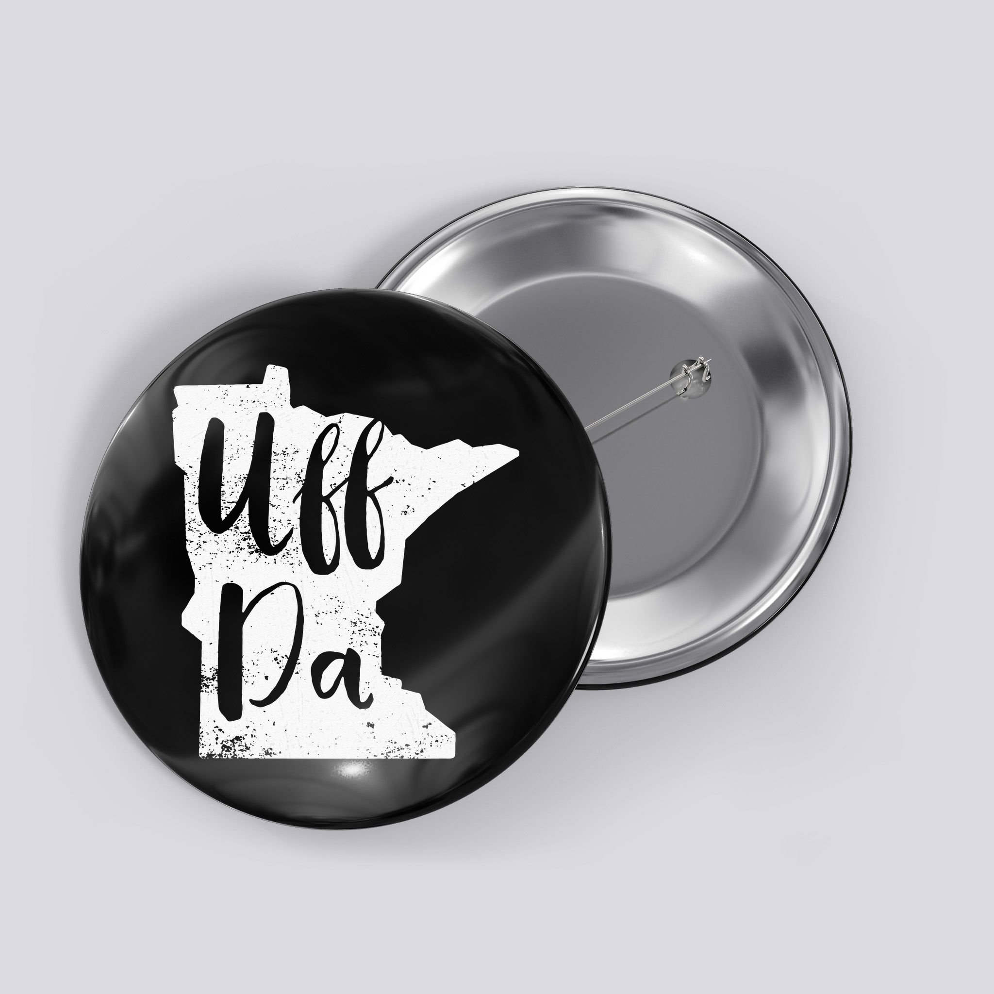 Uff Da Minnesota Map Funny Distressed Button
